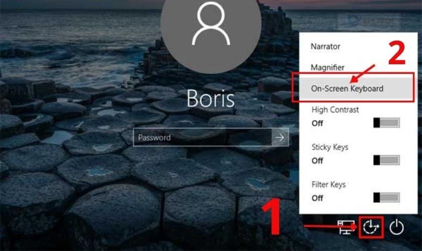 Cách bật bàn phím ảo trên laptop khi màn hình khoá