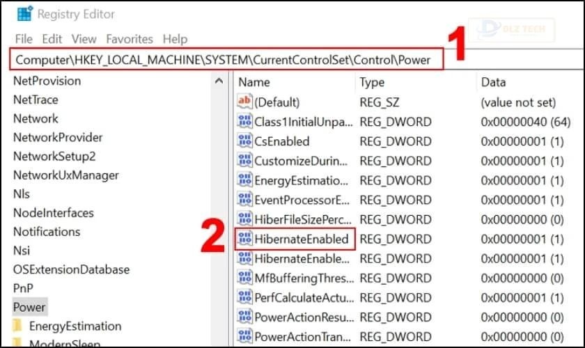 Cách bật chế độ Hibernate trong Win 10 bằng Registry Editor