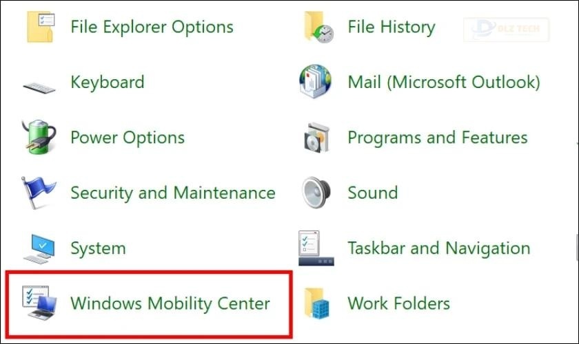 Windows Mobility Center