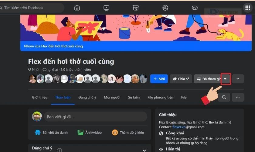 Tại mục Đã tham gia, bạn nhấn vào biểu tượng mũi tên