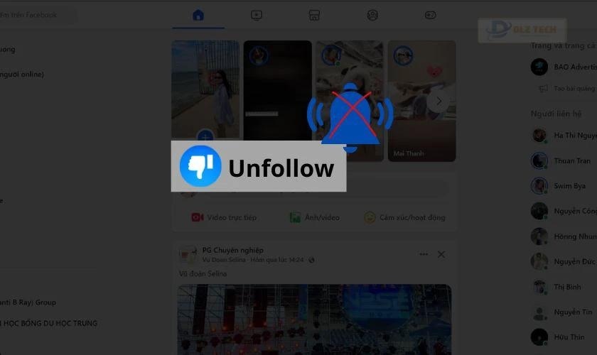 Khi bỏ theo dõi, người khác không biết