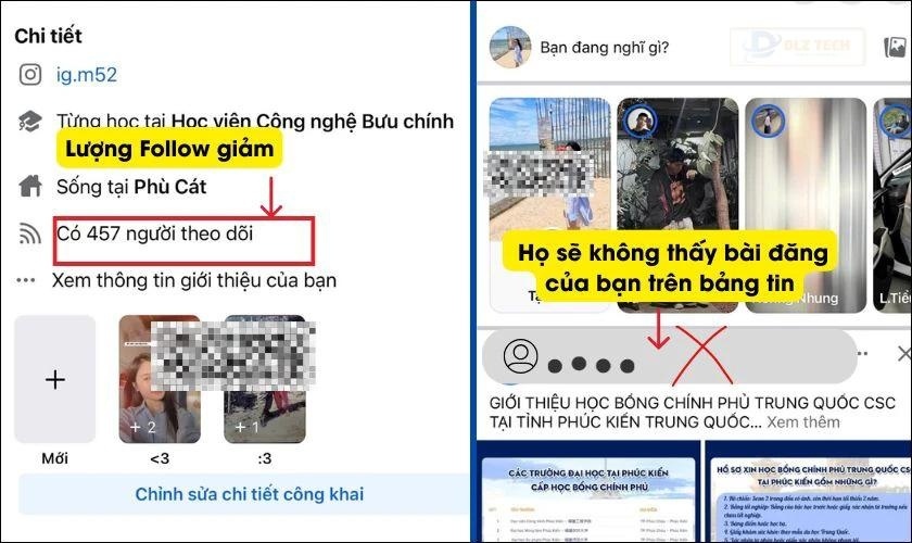 Số lượng theo dõi có thể thay đổi