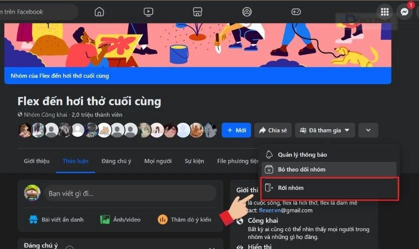 Rời nhóm sẽ không còn tiếp cận bài đăng của nhóm