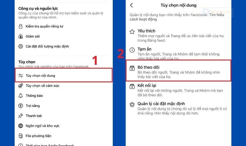 Nhấn chọn Bỏ theo dõi