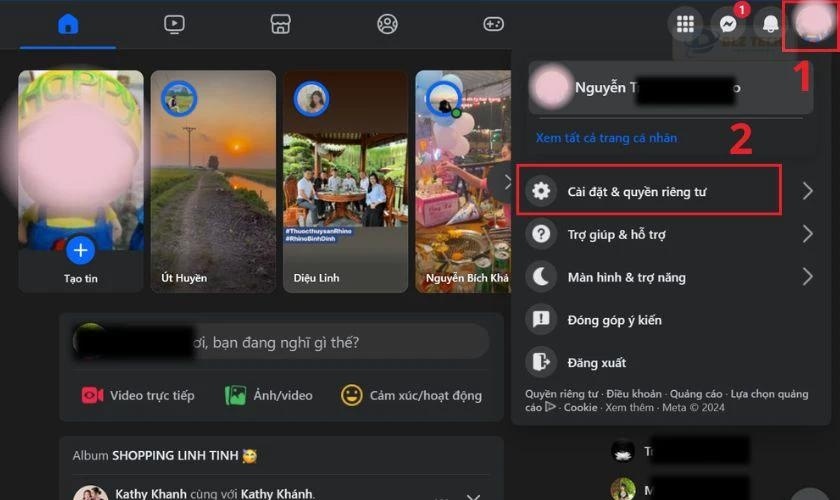 Vào phần Cài đặt và quyền riêng tư trên máy tính