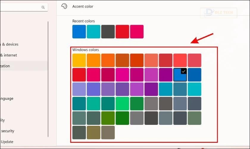Chọn ô màu ưa thích để áp dụng cho giao diện Windows