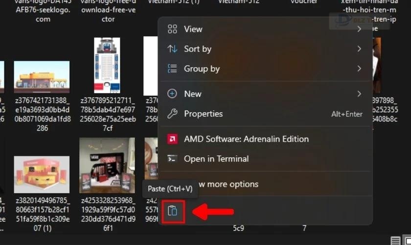 Dán ảnh vừa copy vào vị trí cần lưu ảnh