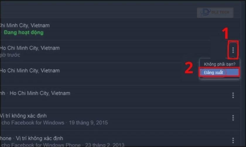 Trong mục Nơi bạn đã đăng nhập, nhấn Xem thêm