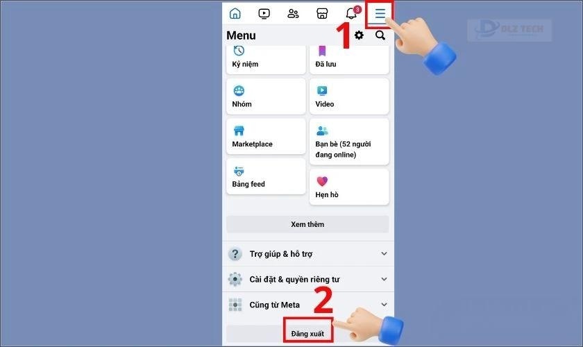 Cách đăng xuất Facebook trên điện thoại Android