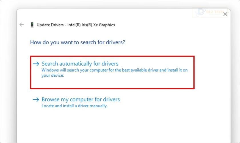 Chọn Search automatically for updated driver software