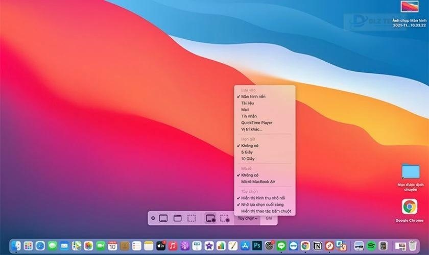 Chọn Options để xem danh sách thư mục lưu trữ ảnh chụp màn hình