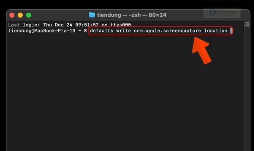 Nhập câu lệnh vào và nhấn Enter
