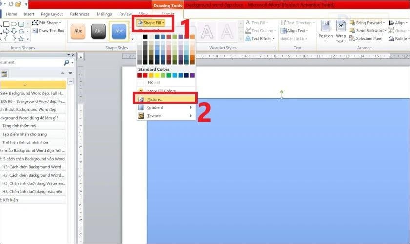 Cách chèn Background Word đẹp cho chỉ một trang nhanh