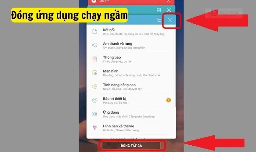 Đóng các ứng dụng chạy ngầm để sửa bàn phím điện thoại Samsung bị lỗi