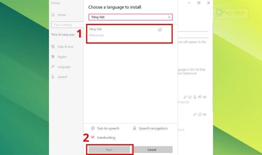 Chọn mục Tiếng Việt (Vietnamese)