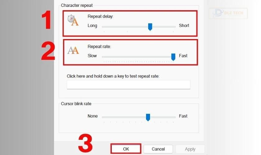 Thay đổi thuộc tính bàn phím