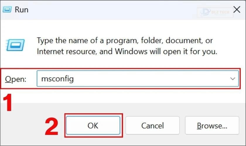 Nhấn tổ hợp Win + R, tiếp theo nhập từ khóa “msconfig” và chọn OK