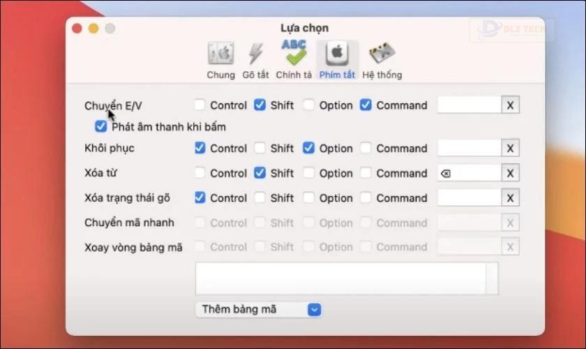 Nhấn vào mục Phím tắt