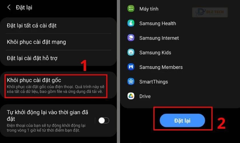 Xác nhận khôi phục cài đặt gốc