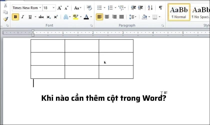 chèn cột trong word