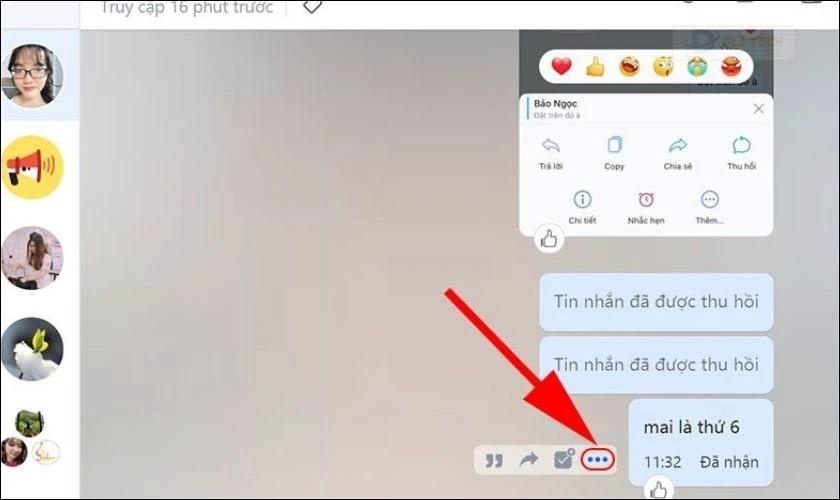 Click chuột trái vào dấu 3 chấm