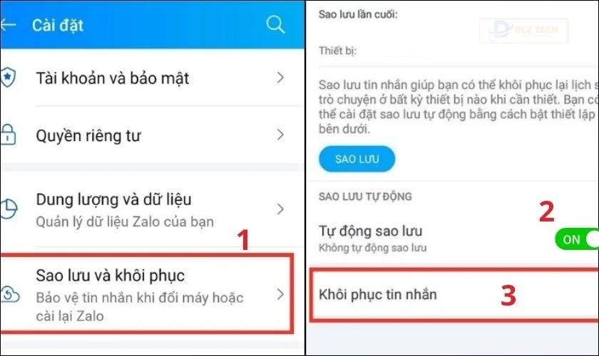Khôi phục tin nhắn đã thu hồi