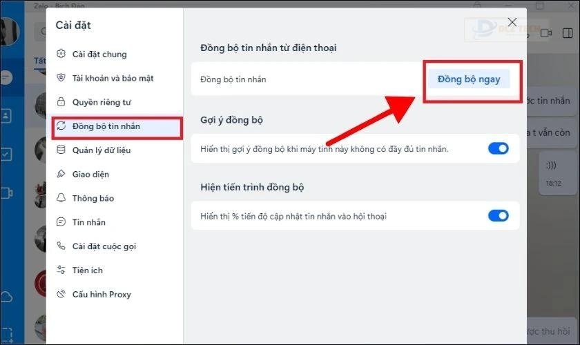 Chọn Đồng bộ ngay