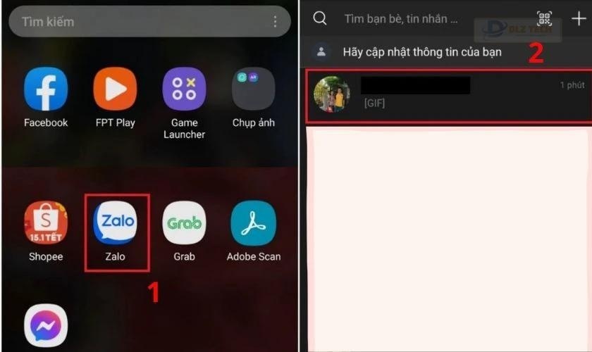 Truy cập vào đoạn hội thoại trong Zalo