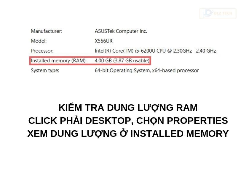 Kiểm tra dung lượng RAM laptop bước 2