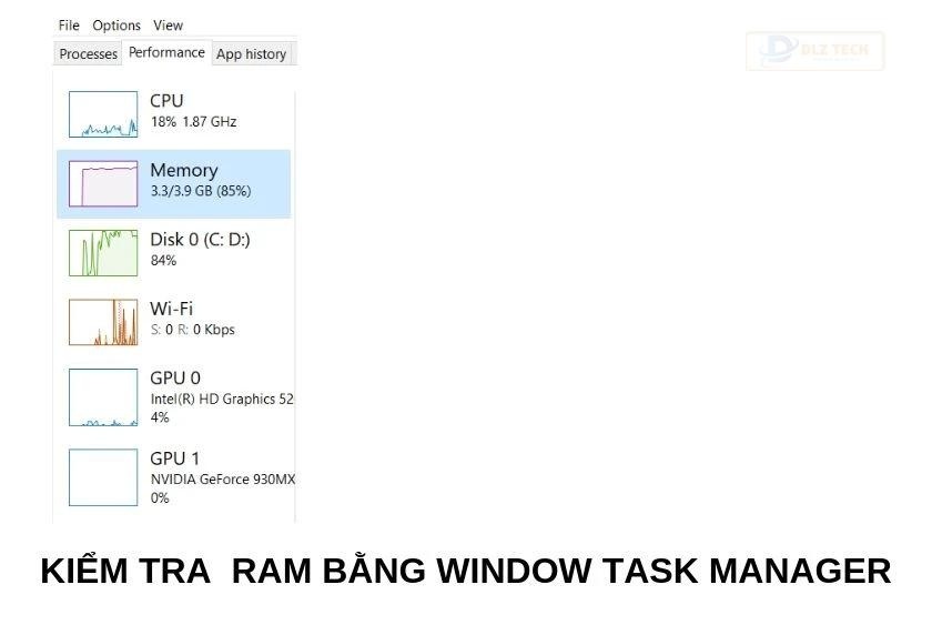 Kiểm tra dung lượng RAM trên Task Manager