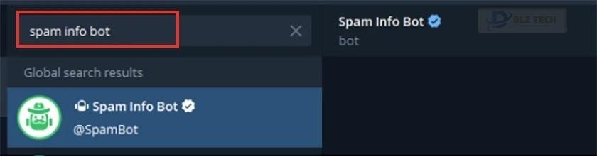 Gõ tìm kiếm Spam info bot