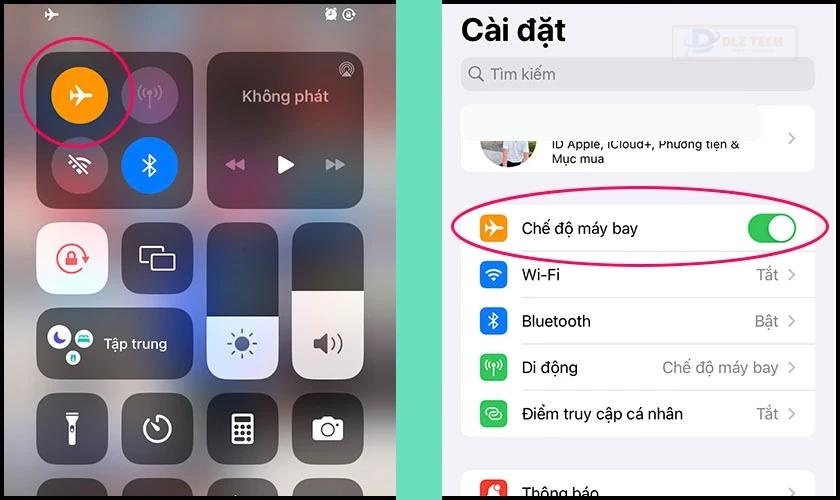 Reset chế độ máy bay trên điện thoại khi Telegram không gửi code