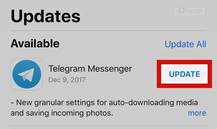 Cập nhật phần mềm Telegram