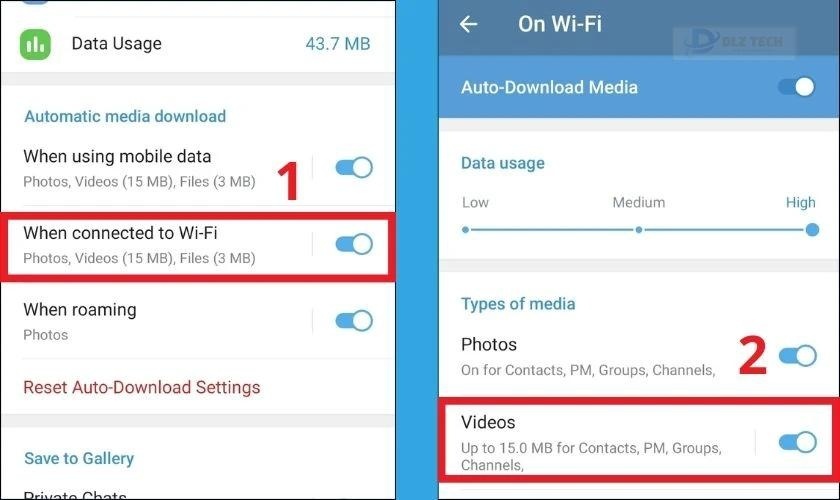 Chọn When connected to Wi-Fi