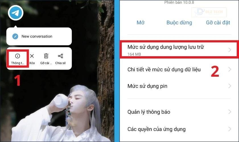 Chọn mục Mức sử dụng dung lượng lưu trữ