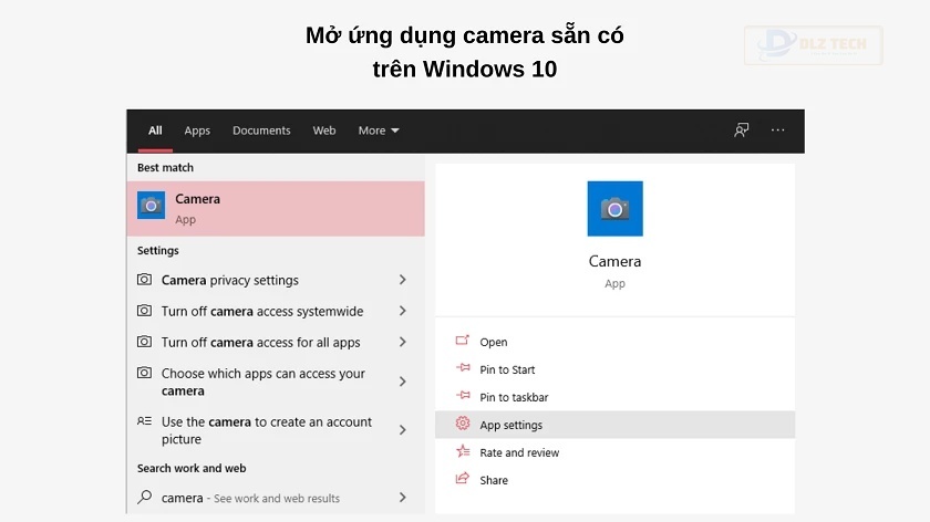 Kiểm tra camera laptop Windows 10