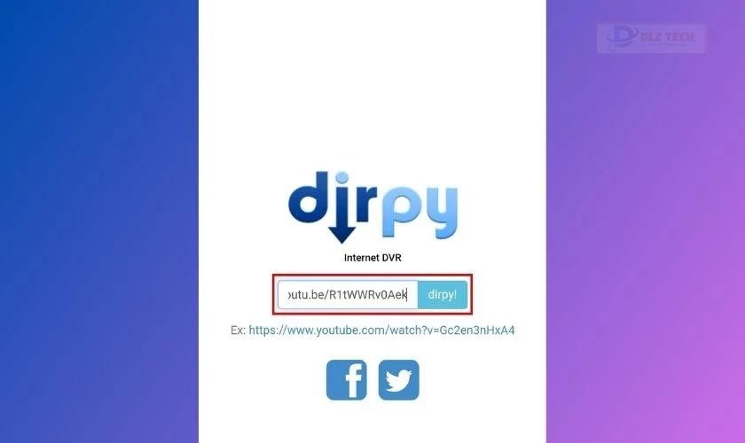 dán link vào ứng dụng Dirpy
