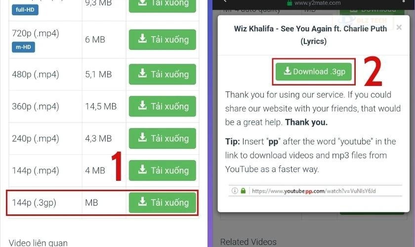 Tải nhạc từ YouTube về Zing MP3 bằng Y2mate