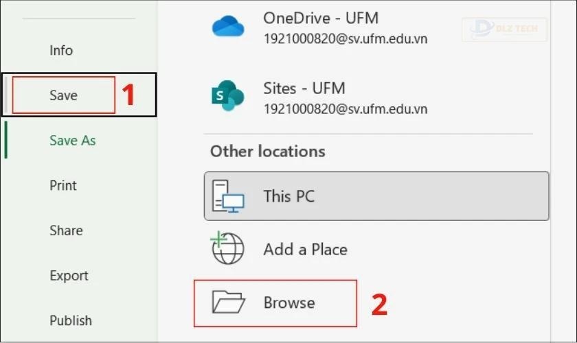 chọn browse - khắc phục lỗi mở file excel bị chậm