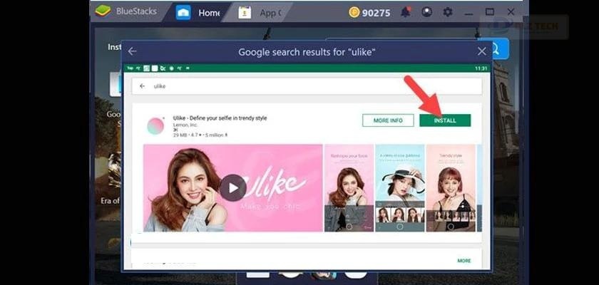 nhấn vào Install cài đặt tải ulike