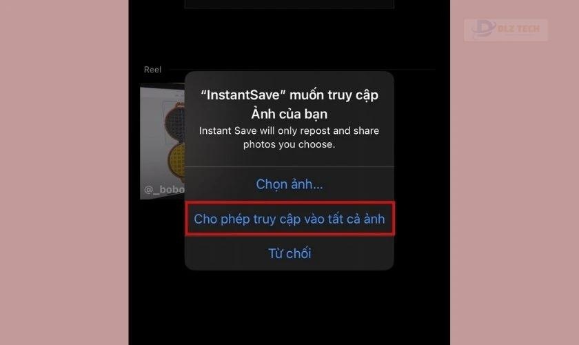 cho phép truy cập vào ảnh để