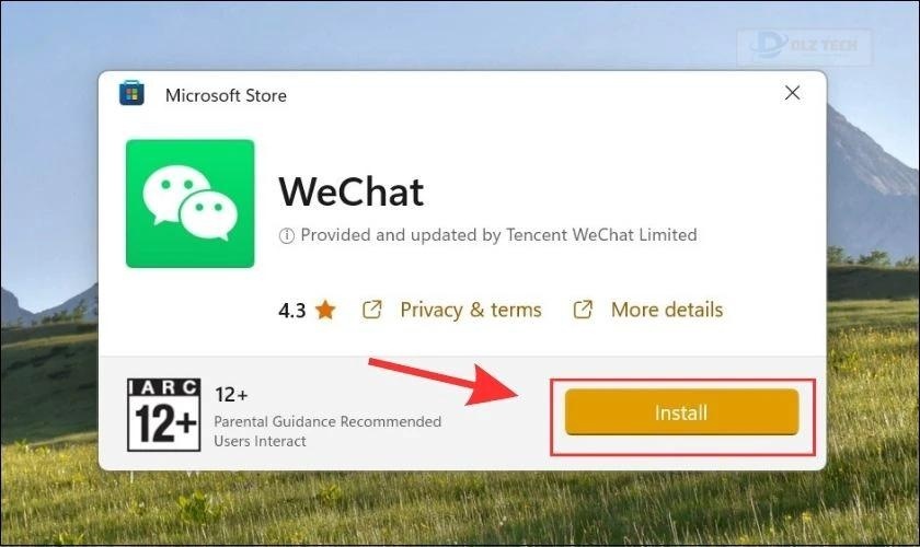 Nhấn Install để tải ứng dụng