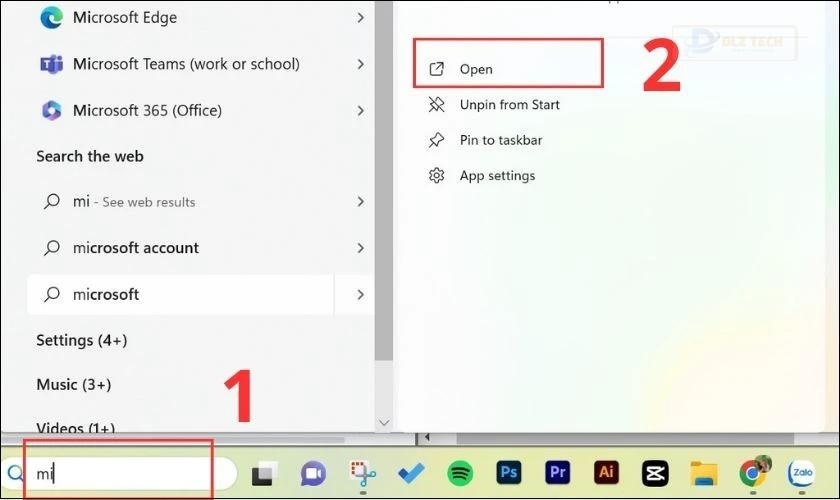Mở Microsoft Store