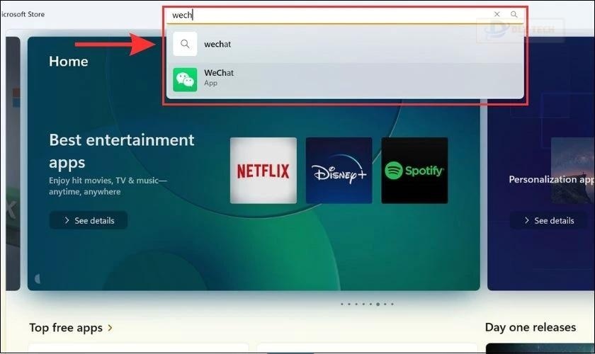 Tìm kiếm Wechat trong Microsoft Store