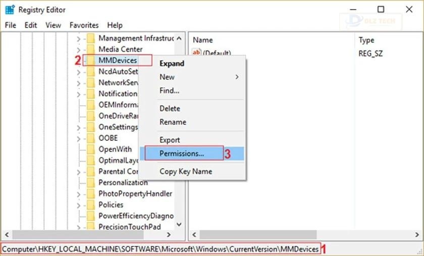 Click vào MMDevices → Click Permissions.