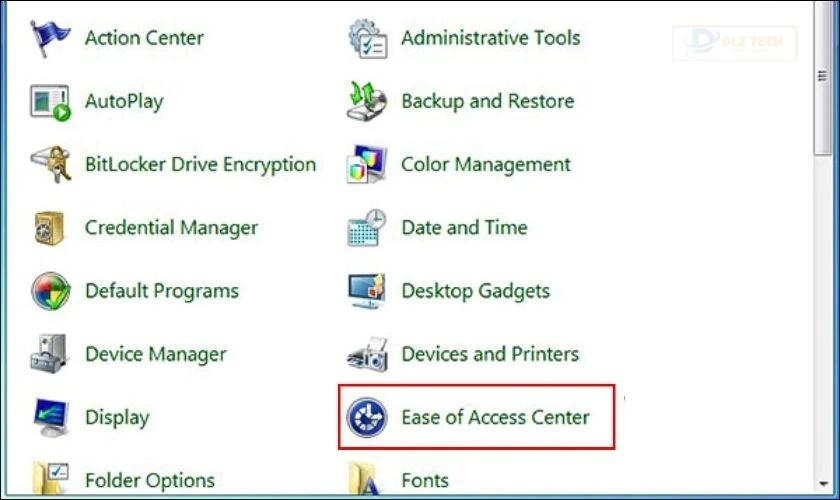 Sau đó một giao diện mới sẽ xuất hiện và bạn chọn Ease of Access