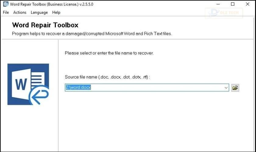 Cài đặt và khởi động ứng dụng Microsoft Word Repair Tool