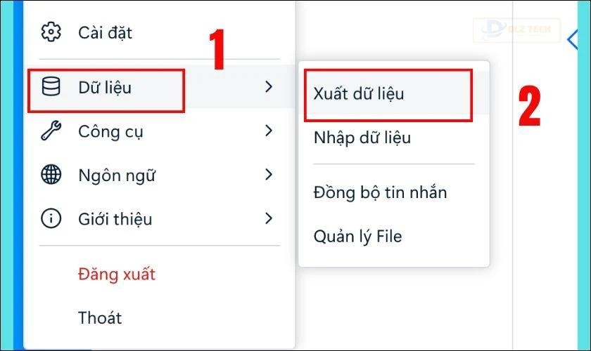 Xuất dữ liệu tin nhắn Zalo