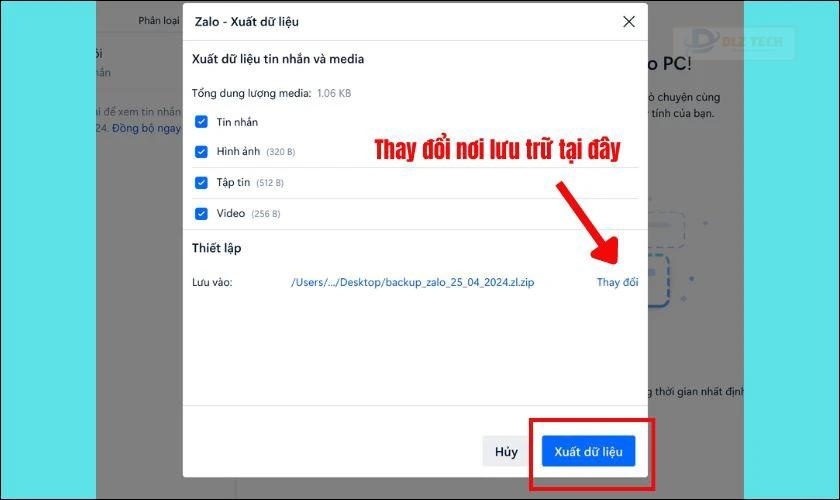 Cách sao lưu tin nhắn Zalo trên máy tính