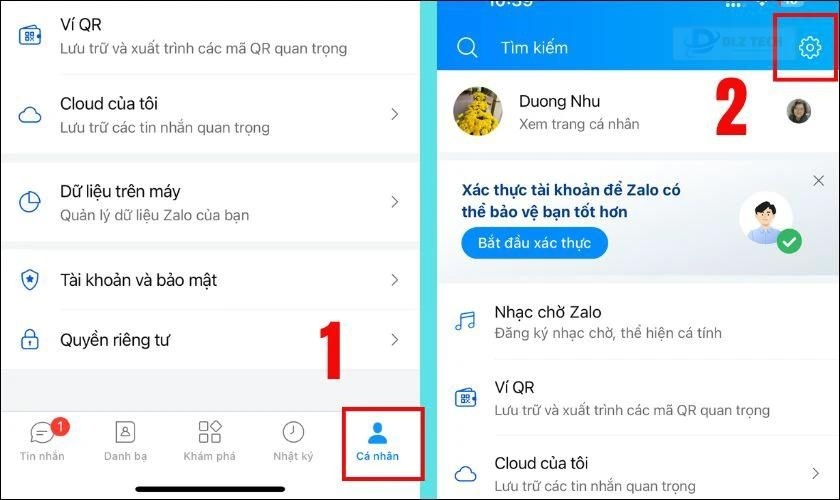 Nhấn vào biểu tượng Cá nhân để chọn Cài đặt